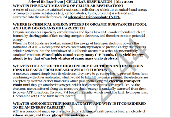 A level Cell Notes Biology