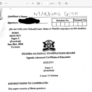 UACE Biology paper 3 Scoring Guide 2024
